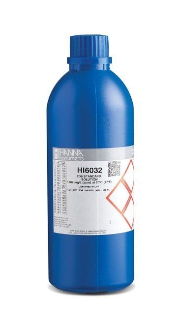 HANNA HI6032 1382 mg/L (ppm) - 25oC Analiz Sertifikası ile Teknik TDS Kalibrasyon Standardı, 500 mL