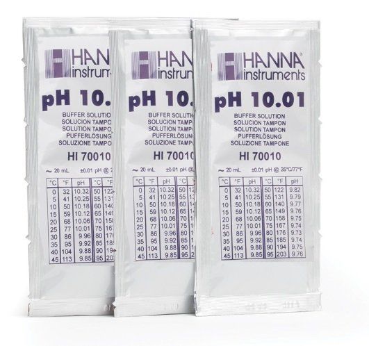 HANNA HI70010C pH 10.01 - 25oC Analiz Sertifikalı Kalibrasyon Tampon Torbaları, (25 x 20mL)