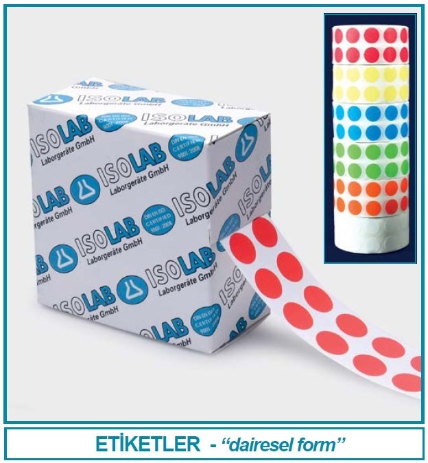 İSOLAB 099.05.025 etiket - 50 ml tüpler için - 25 mm çap - beyaz (500 etiket)