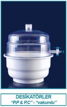 İSOLAB 039.12.250 desikatör - plastik - vakumlu - superior - 250 mm (1 adet)