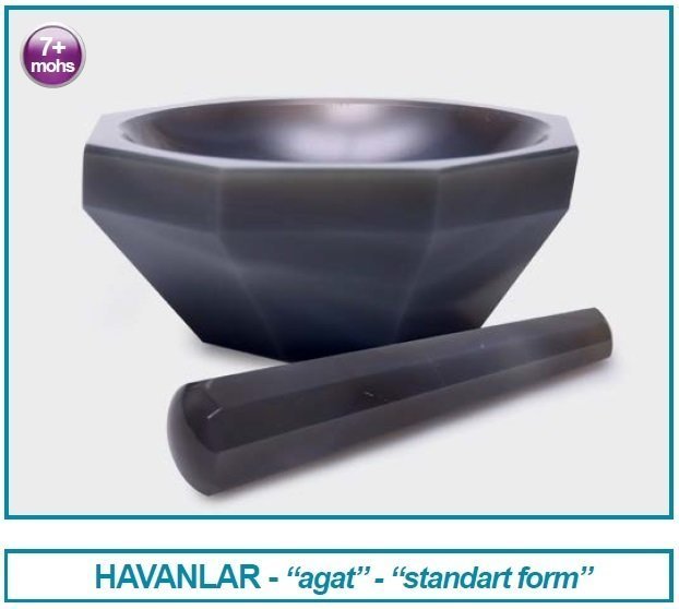 İSOLAB 038.07.050 havan - agat - tokmağı ile - çap 50 mm - standart form (1 adet)