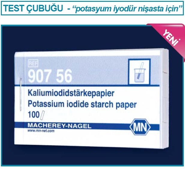 İSOLAB 101.03.006 test strip - potassium iodide nişasta analizi için test çubuğu (100 çubuk)