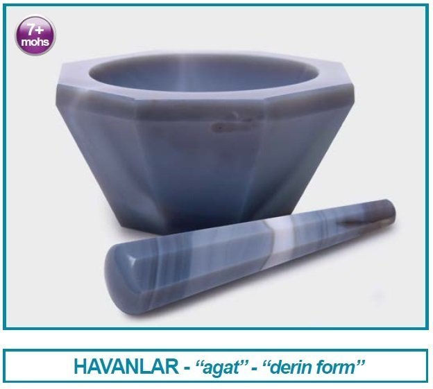 İSOLAB 038.09.070 havan - agat - tokmağı ile - çap 70 mm - derin form (1 adet)