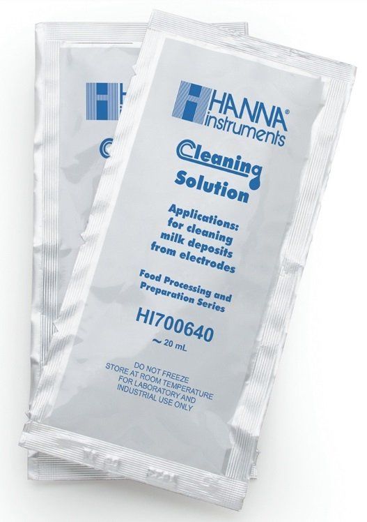 HANNA HI700640P Süt Tortuları için Temizleme Solüsyonu (Gıda Endüstrisi), (25) 20 mL'lik poşetler