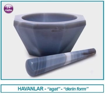 İSOLAB 038.09.100 havan - agat - tokmağı ile - çap 100 mm - derin form (1 adet)