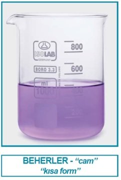 İSOLAB 025.01.901 beher - cam - kısa form - 1000 ml (10 adet)