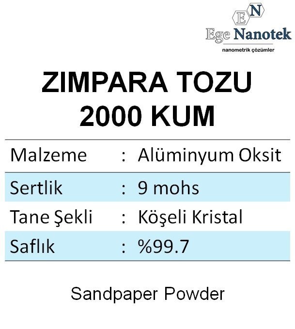 2000 Kum Zımpara Tozu Alüminyum Oksit Alümina P2000