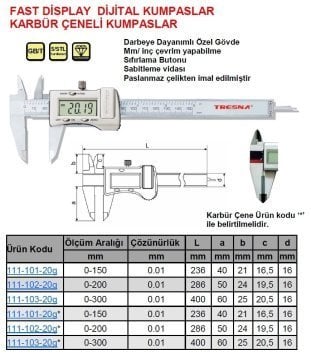 Fast Display Dijital Kumpas 150mm