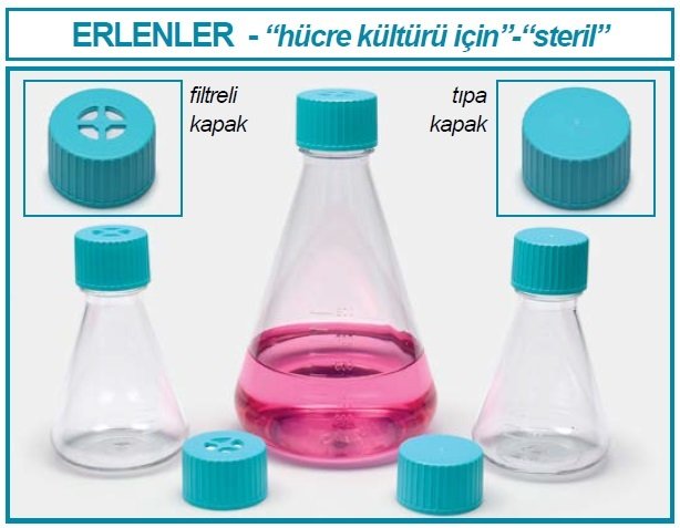 İSOLAB 027.17.500 erlen - PETG - 500 ml - düz kapaklı - 12 adet