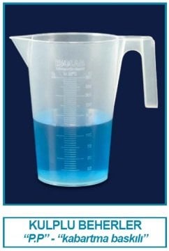 İSOLAB 026.02.902 beher - kulplu - P.P - kısa form - kabartma skala - 2000 ml (1 adet)