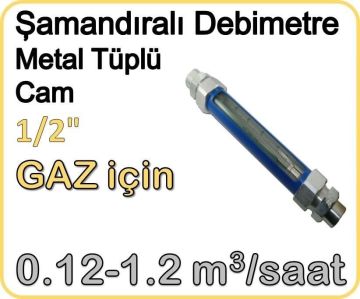 Metal Tüplü Şamandıralı Gaz Rotametre 0.12-1.2 m3/saat 1/2''