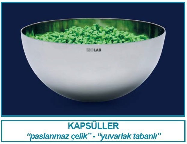 İSOLAB 038.14.100 kapsül - paslanmaz çelik - dibi yuvarlak - 100 mm (1 adet)