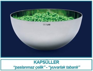 İSOLAB 038.14.100 kapsül - paslanmaz çelik - dibi yuvarlak - 100 mm (1 adet)