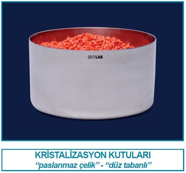 İSOLAB 049.08.085 kristalizasyon kutusu - paslanmaz çelik - çap 85 mm (1 adet)