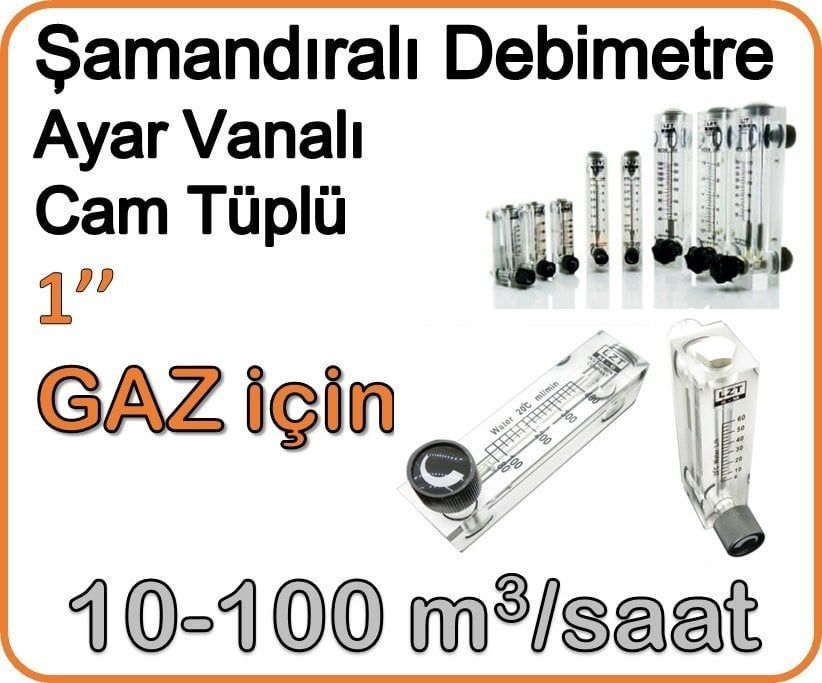 Cam Tüplü Ayar Vanalı Şamandıralı Gaz Rotametre 10-100 m3/h