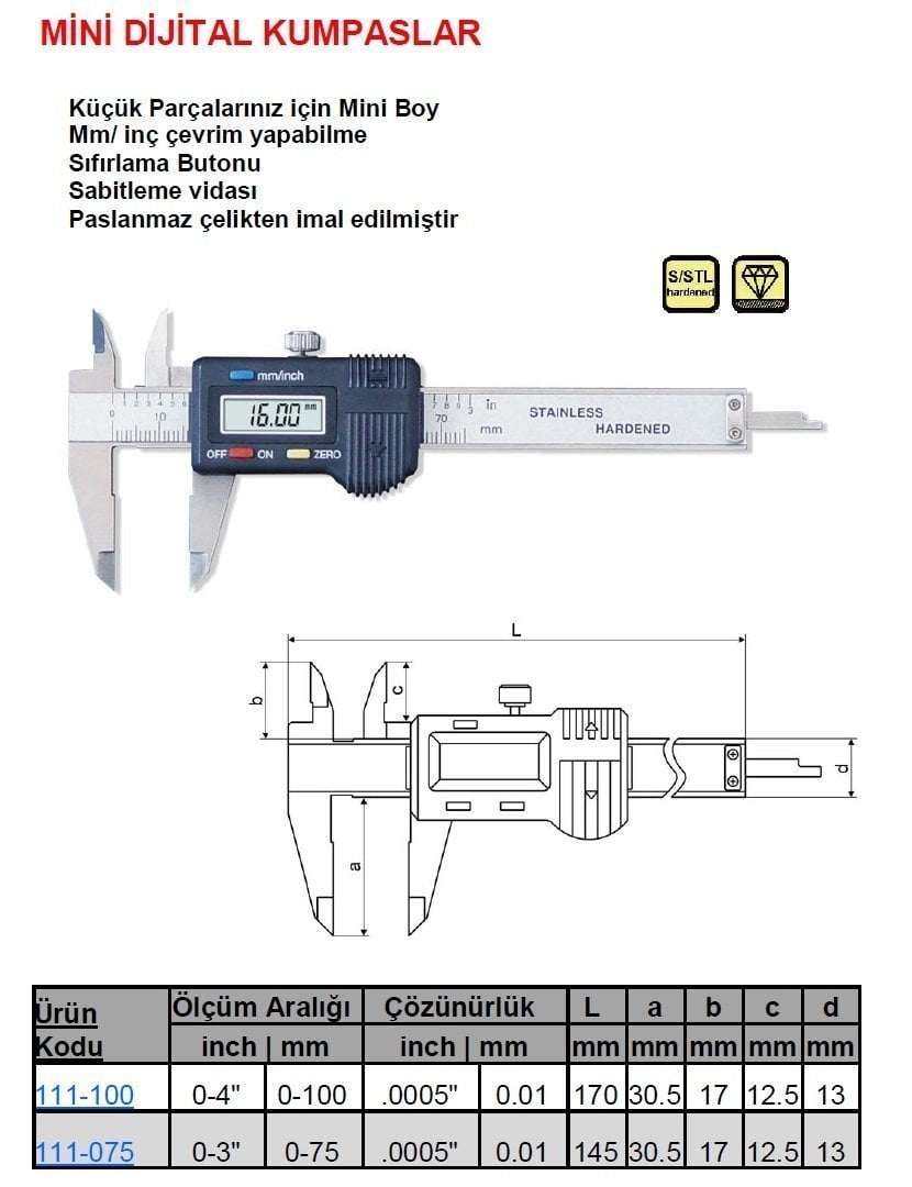 Mini Dijital Kumpas 100mm