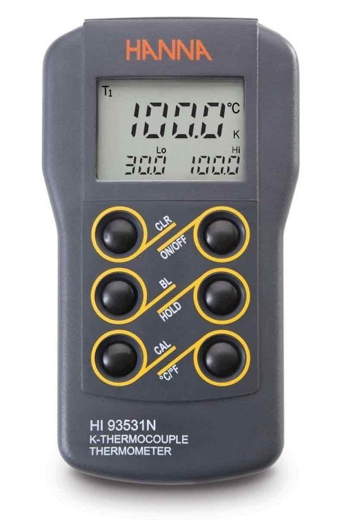 HANNA HI93531 Taşınabilir 0.1oC Çözünürlük Yüksek / Düşük Limit Ekranlı K Tip Termokupl Termometresi
