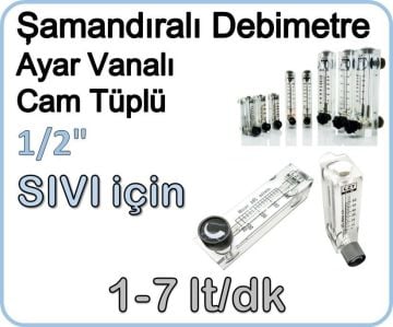Cam Tüplü Ayar Vanalı Şamandıralı Sıvı Rotametre 1-7 lt/dk