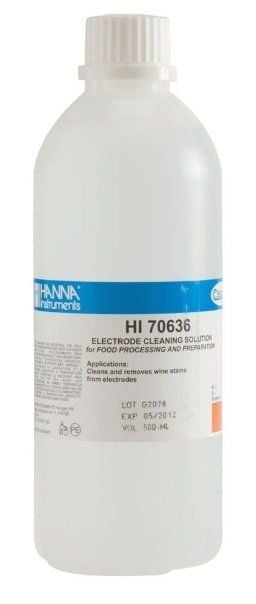 HANNA HI70636L Şarap Lekeleri için Temizleme Solüsyonu (Şarap Yapımı), 500 mL şişe