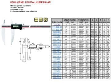 Uzun Çene Dijital Kumpas 300/100mm