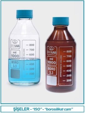 İSOLAB 061.02.903 şişe - borosilikat cam - amber - vidalı kapaklı - 3000 ml (1 adet)