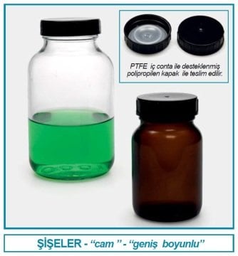 İSOLAB 061.11.250 şişe - geniş boyunlu - nötr cam - amber - 250 ml - GL 55 (10 adet)