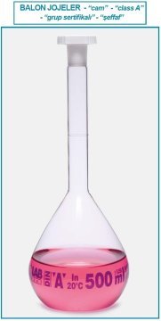 İSOLAB 013.01.300 balon joje - standard - şeffaf -A kalite- mavi skala - 300 ml - NS 14/24 (2 adet)