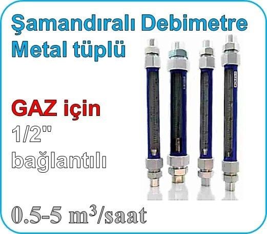 Metal Tüplü Şamandıralı Cam Gaz Rotametre 0.5-5 m3/saat (1/2'' bağlantılı)