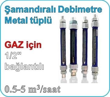 Metal Tüplü Şamandıralı Cam Gaz Rotametre 0.5-5 m3/saat (1/2'' bağlantılı)
