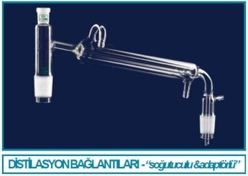 İSOLAB 065.56.001 distilasyon bağlantıları - kondenserli - vakum adaptörlü - erkek şilifl(ler) : NS 14/23 - kondenser uzunluğu 160 mm (1 adet)