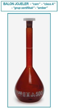İSOLAB 014.01.200 balon joje - standard - amber -A kalite- beyaz skala - 200 ml - NS 14/23 (2 adet)
