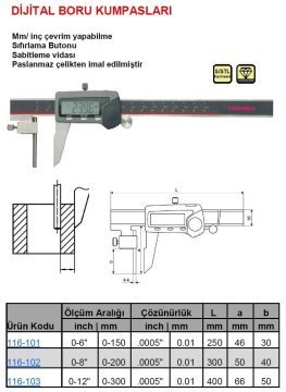 Dijital Boru Kumpası 200mm