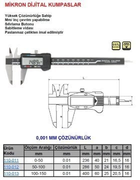 Dijital Mikron Kumpası 100-150/0.001mm