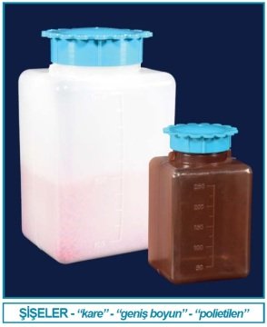 İSOLAB 061.07.901 şişe - P.E - şeffaf - geniş boyun - vidalı kapaklı - 1000 ml (50 adet)