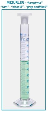 İSOLAB 016.01.250 mezür - çalkalama - hexagonal cam tabanlı -A kalite-mavi skala- 250 ml (2 adet)