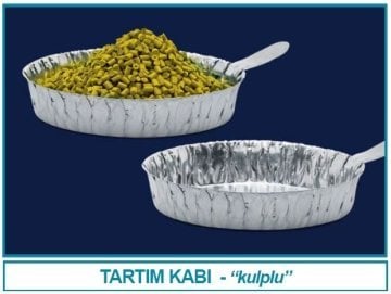 İSOLAB 037.24.055 alüminyum tartım kabı - tutamağı ile - 55 mm çap - 14 mm H (100 adet)
