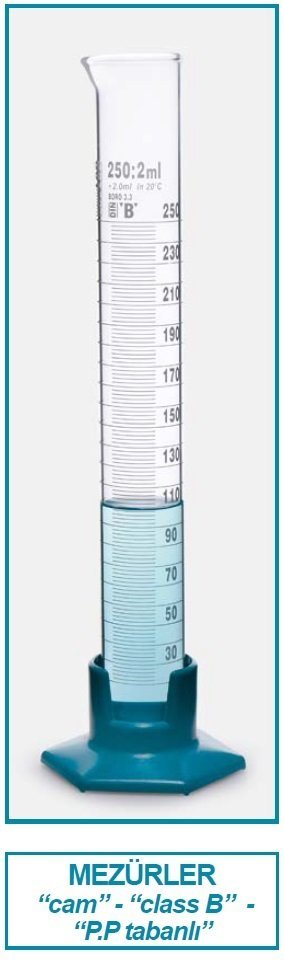 İSOLAB 016.07.250 mezür - uzun form - P.P tabanlı - B kalite - beyaz skala - 250 ml (2 adet)