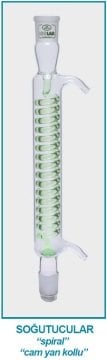 İSOLAB 033.15.253 soğutucu - spiralli - 250 mm - dişi şilif : NS 29/32 - erkek şilif : NS 29/32 - cam yan kol (1 adet)