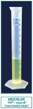 İSOLAB 016.06.250 mezür - uzun from - P.P - B kalite - mavi skala - 250 ml (1 adet)