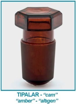 İSOLAB 051.04.002 tıpa - cam - amber - hexagonal kapaklı - NS 12/21 (1 adet)