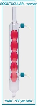 İSOLAB 035.12.500 soğutucu - Allihn - soxhlet için 500 ml - erkek şilif : NS 45/40 - P.P yan kol (1 adet)