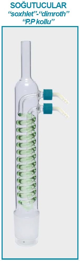 İSOLAB 035.14.070 soğutucu- Dimroth - soxhlet için - 70 ml - erkek şilif : NS 34/35 - P.P yan kol (1 adet)
