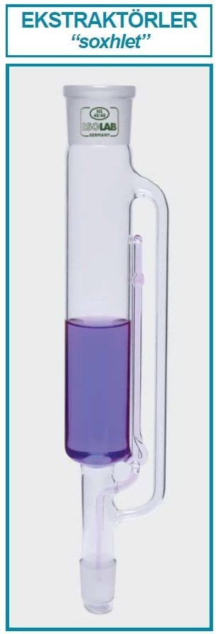 İSOLAB 036.01.250 ekstraktör - Soxhlet - musluksuz - NS 29/32 - NS 45/40 - 250 ml (1 adet)