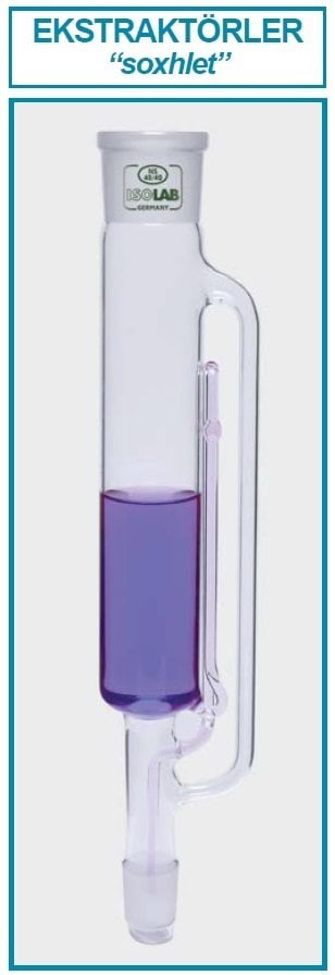 İSOLAB 036.01.250 ekstraktör - Soxhlet - musluksuz - NS 29/32 - NS 45/40 - 250 ml (1 adet)