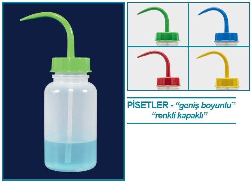 İSOLAB 062.09.05Y piset - geniş boyun - PE - 500 ml - sarı kapak (1 adet)