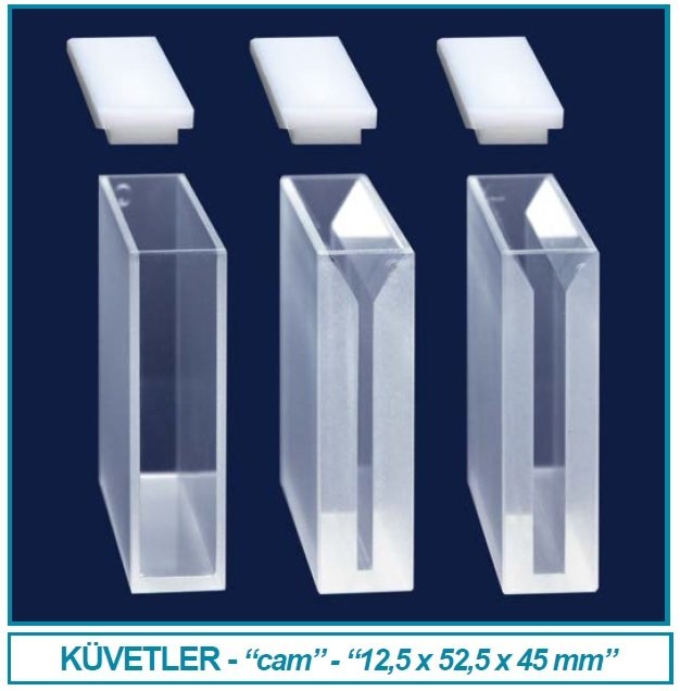 İSOLAB 098.01.009 spektrofotometre küveti - ES kuvars - mikro - 12.5x52.5x45 mm - 3.5 ml (2 adet)
