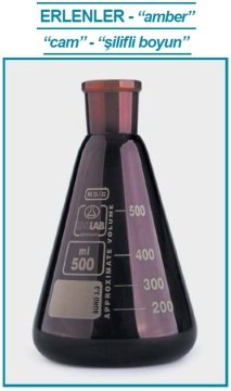 İSOLAB 028.11.053 erlen - cam - şilifli - amber - 50 ml - NS29/32 (1 adet)