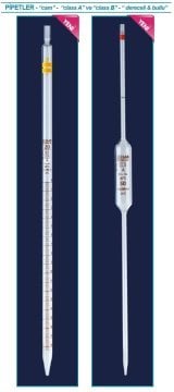 İSOLAB 021.11.020 pipet - cam - dereceli - A kalite - amber skala - 20 ml (10 adet)