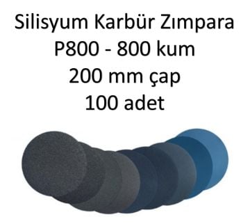 SİC Silisyum Karbür Parlatma Zımpara 800 kum grid P800 200 mm çap (100 ADET)