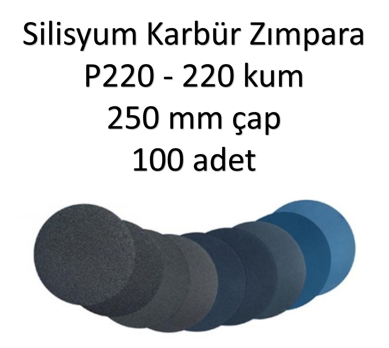 SİC Silisyum Karbür Parlatma Zımpara 220 kum grid P220 250 mm çap (100 ADET)